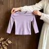 Camiseta de Manga Larga para Niña Estilo Retro Bosque Nuevo Estilo Primavera y Otoño Estampado de Pintura al Óleo Atardecer Cuello Redondo Capa Base Moderna