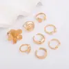 Joyería Transfronteriza Europea y Americana Estilo Festivo Estrella de Mar Vieira Anillo Abierto Ins Aleación Set de Anillos de Flor Superficie Lisa