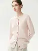Nuevo Otoño 2026 Cárdigan 100% Cachemira para Mujer Cuello Redondo Abotonado Estilo Francés Prendas de Punto Exteriores Camiseta Base