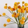 Arreglo Artificial Transfronterizo 10 Bolas Doradas Fruta de Castaña de Múltiples Puntas Diente de León Ramo Decoración de Arreglo Floral de Escritorio para Sala de Estar