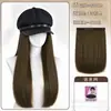 Chapéu peruca para mulheres, boina octogonal removível, novo estilo outono e inverno, cabelo longo cacheado em ondas grandes, cabelo liso emagrecedor, cobertura total da cabeça