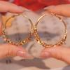 Arete de Pin Plateado Hebilla de Oreja 2024 Nueva Moda Único Anillo de Diamante Dorado Aretes Elegante Moda Aretes Grandes