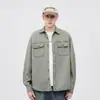 Ropa para Hombre Fengshe / Nueva Chaqueta con Cuello Solapa Otoño-Invierno Camisa de Trabajo de Algodón Puro Estilo Japonés Tendencia Camisa de Manga Larga para Hombre