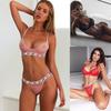 Suministro transfronterizo de lencería sexy de comercio exterior europeo y americano, conjunto de dos piezas de ropa interior con letras de encaje para mujer, venta al por mayor de fábrica