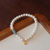 Pulsera de Perlas Naturales para Mujer Nuevo Estilo Chino Estilo Nacional Riqueza Amuleto Jade Azul Agua Pulsera Pulsera Joyería Novia Joyería Exquisita