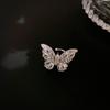 Brincos de borboleta de zircônia prateada, design de nicho da moda sul-coreana, brincos sensuais, celebridades da internet, brincos leves e luxuosos e elegantes, atacado para mulheres