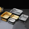 Placa Cuadrada de Acero Inoxidable 304 Lavabo Cuadrado Fondo Plano Engrosado Plato para Snacks Estilo Coreano Plato para Barbacoa Lavabo para Guarniciones Lavabo para Comida Rápida