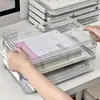 Caixa de armazenamento de arquivos A4 transparente, organizador de documentos de mesa, caixa de armazenamento de escritório estilo gaveta de plástico para certificados e certidões de registro civil