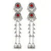 Bestseller internacional: Brincos femininos de metal com sino e franjas longas florais, brincos femininos de estilo indiano exótico