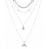 Joyería Europea y Americana Más Vendida Set de Collar Multicapa Metal Geométrico Cola de Pez Colgante de Concha Simple Cadena de Cuentas Redondas para Combinar con Todo