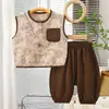 Conjunto de Verão Infantil Estilo Coreano, Conjunto de Colete Infantil, Conjunto de Seda Gelada, Conjunto de Duas Peças com Shorts Sem Mangas, Estilo Fino Elegante Atacado