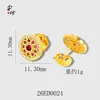 Aretes de Flor de Rosa con Diamantes Rojos Rubí, Filigrana Dorada Arena Estilo Antiguo, Placa de Cobre Dorado Pluma de Fénix, Modelo de Mujer Moda Commuter Estilo Chino Nuevo