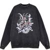 Estación Independiente Transfronteriza Americano Retro Desgastado Lavado Sudadera Ropa de Hombre Primavera y Otoño Oversize Marca Trendy Cuello Redondo Venta al por Mayor
