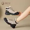 Botas de Trabalho Ram Maillard com Solado Grosso para Mulheres no Outono e Inverno Botas Antiderrapantes Resistentes ao Desgaste Botas Quentes Forradas com Lã do Nordeste para Neve