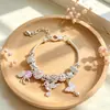Pulseira Panjia: Bestseller internacional Pulseira DIY com pingentes de pomba da paz com strass e asa de borboleta, joia fofa de verão