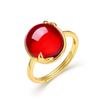 Anillo de granate rojo simple de nueva moda japonesa y coreana, estilo fresco pequeño, plata esterlina S925 chapado en oro, fabricantes de anillos al por mayor
