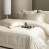 Juego de Cama de Cuatro Piezas Estilo Villa de Lujo Ligero Estilo Francés con Colcha, Algodón Puro Bordado