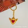 Chaveiro Estilo Gótico Transfronteiriço, Acessórios de Pingente de Metal Retrô, Asas de Coração de Pêssego, Pingente de Cruz Escura