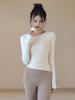 Ropa de yoga para mujer, top deportivo de alta calidad con almohadilla para el pecho, corte entallado, manga larga, para entrenamiento de pilates y fitness, para principios de otoño.
