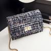 Outono e inverno Nova bolsa feminina Bolsa xadrez Lã Pequena Chanel Estilo Diamante Xadrez Cadeia Bolsa Tecido Ombro Crossbody Bolsa Bolsa Pequena
