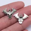 22x16mm 1,3g Prata Antiga Acessórios para Joias Artesanais DIY Pingente Popular Europeu e Americano Asa de Morcego Caveira