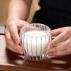 Taza de Vidrio de Doble Capa Rayada con Forma de Huevo, Taza Sencilla para Leche, Taza para Beber, Taza para Jugo, Taza de Vidrio Transparente para Café en Casa
