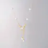 Colar de Pérola com Borboleta de Zircônia e Franja de Luxo para Mulheres, Corrente de Clavícula Única, Fashion e Tendência
