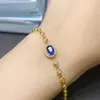 Atacado de Fábrica Popular Pulseira de Safira Natural Prata S925 Incrustada Pedra Principal 5*7 Joias de Luxo Venda Direta de Fábrica