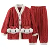 2025 Novo Estilo Outono e Inverno Infantil Roupa de Casa Conjunto de Pijama Meninas Aconchegante Flanela de Inverno Meninas Lã de Coral
