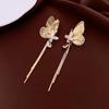 Aretes de Borla de Mariposa de Circonita con Aguja de Plata Galvanizada en Oro Real de 18K Aretes Elegantes de Lujo Accesible de Alta Gama Aretes Nicho para Mujer