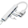 Hub USB Tipo-C Estación de Acoplamiento Multifuncional, Base de Expansión de Aleación de Aluminio Uno a Cuatro, Divisor de Hub para Computadora