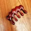 Pente massageador multifuncional de seis bordas de madeira e cinco dentes, pente de cabo longo, sândalo, cinco dedos, cinco dentes, tendão, dentes grandes, pente de madeira fofo