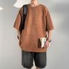 Camiseta de camurça de manga curta masculina jaqueta de meia manga estilo japonês marca de moda de Hong Kong blockbuster oversize moda nacional camiseta atacado
