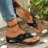 Chanclas de mujer de talla grande transfronterizas 2026 nuevas sandalias de cuña florales de moda para mujer costuras retro 36-45
