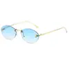 Gafas de Sol Sin Marco Gafas de Sol Ovaladas de Diamante Gafas de Sol Sin Marco con Letra "F" para Mujer