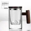 Caneca de Chá de Vidro Borossilicato Alta para Beber e Fazer Chá Uso em Escritório Masculino Caneca Resistente ao Calor Separação de Chá e Água Visualização do Preparo do Chá Caneca Montanha
