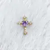 Pendientes de Corazón de Aleación de Titanio F136 con Zirconia y Cruz, Joyería para Piercing de Labio con Rosca Interna de Titanio G23, Cabeza
