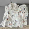 Pijama Masculino Algodão Nuvem Primavera e Outono Manga Longa Cardigã Desenho Animado Casual Confortável Toque de Alta Qualidade Novo Conjunto para Casa