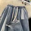 Jeans da Moda com Cintura Solta para Homens e Mulheres Primavera e Outono Soltos Versátil Fashionável Estilo Americano High Street Retrô Calças Retas Cropped