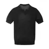 MFY243 Estilo de Rua Nicho Unissex Diário Cor Sólida Botão Lapela Design Caimento Solto Camiseta Masculina de Tricô Manga Curta