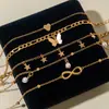 Joyería de Estilo Europeo y Americano, Tobillera Multicapa de Mariposa Estilo Playa Festiva, Set de Joyería para Pie Hueco de Diamantes de Alto Nivel de Ins