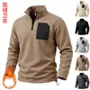 Moletom masculino novo de inverno estilo europeu e americano transfronteiriço, quente para atividades ao ar livre, peso pesado, forrado com fleece, design com zíper catiônico