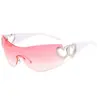 Gafas de sol sin montura con forma de corazón, estilo europeo y americano, inspiradas en la tecnología, Y2K, para chicas de moda, Gafas de sol de moda para mujeres, para influencers de deportes