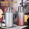 Hervidor termo con recubrimiento de titanio, gran capacidad, gama alta, adecuado para uso en casa, al aire libre y en la oficina, portátil, con termómetro mecánico, tetera para infusión, taza de agua aislada