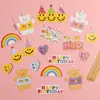 Estilo INS Coreano Lindo Decoración de Pastel Oso de Dibujos Animados Tarjeta de Feliz Cumpleaños Flor Sonriente Enchufe Vestir