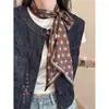Novo lenço de seda feminino, elegante e versátil para primavera e outono, estilo fita longa, adequado para combinar com camisas e ternos, lenço gravata estilo coreano de camada dupla