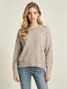 Atacado transfronteiriço direto da fábrica: Suéter bordado para mulheres, outono e inverno, gola redonda, tricô pulôver solto, top com bordado floral