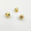 Contas Redondas com Retenção Forte de Cor, Banhadas a Ouro 18K14K, Incrustadas com Zircônia, Contas Espaçadoras Poligonais, Acessórios para Joias DIY Feitos à Mão, Pulseira, Colar