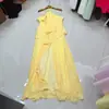 Nanyou Producto Nuevo de Nicho Europeo y Americano, Realzador de Blanco y Elegante, Vestido Irregular con Volantes Plisados y Atado