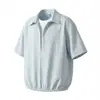 Camisa de Verano 2026 para Hombre, Falsa de Dos Piezas, Cuello en V, Rayas Verticales, Dobladillo Elástico y Mangas Medias, Marca de Moda